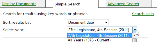 Select year drop-down