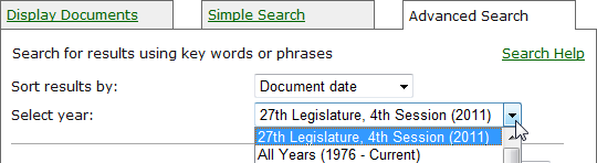 Select year drop-down